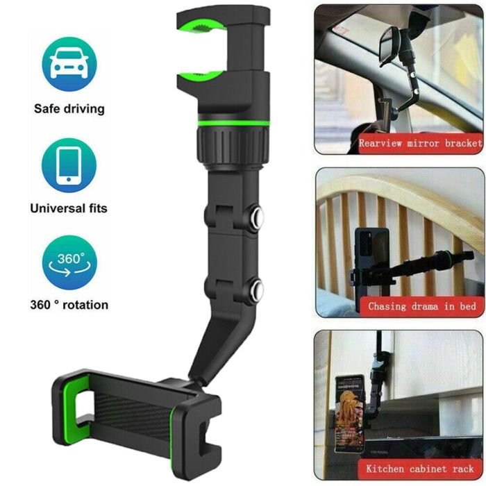 Rotatable Car Phone Holder for Rear View Mirror - Image 2