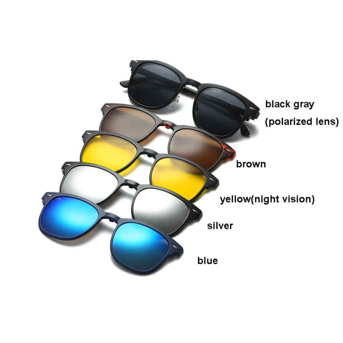 RAY-BAN Glass Frame with 5 Magnetic Polarized sunglasses Lens & Storage Purse - Image 2