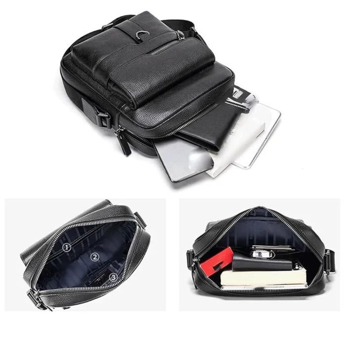Men's Leather Crossbody Bag - Image 13