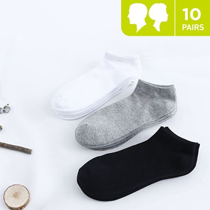 10 Pairs Low Cut Ankle Socks for Women & Men ( Free Size)