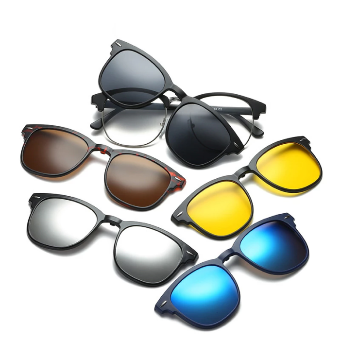 RAY-BAN Glass Frame with 5 Magnetic Polarized sunglasses Lens & Storage Purse - Image 3