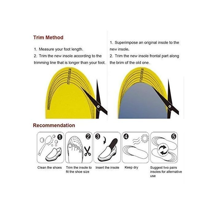 Memory Foam Insoles For Shoes Arch Support - Size 40 to 46 - Image 3