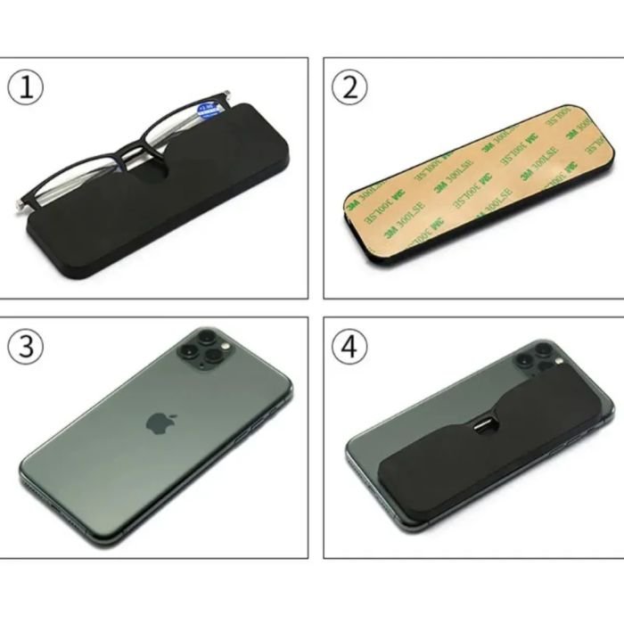 Mobile Phone Black Reading Glasses with Case up to +3 - Image 3