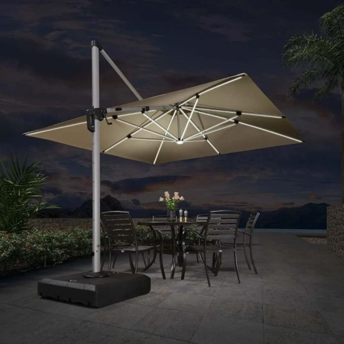 Rotatable and Height-Adjustable Illuminated Cantilever Umbrella 2.5 x 2.5m - Image 3