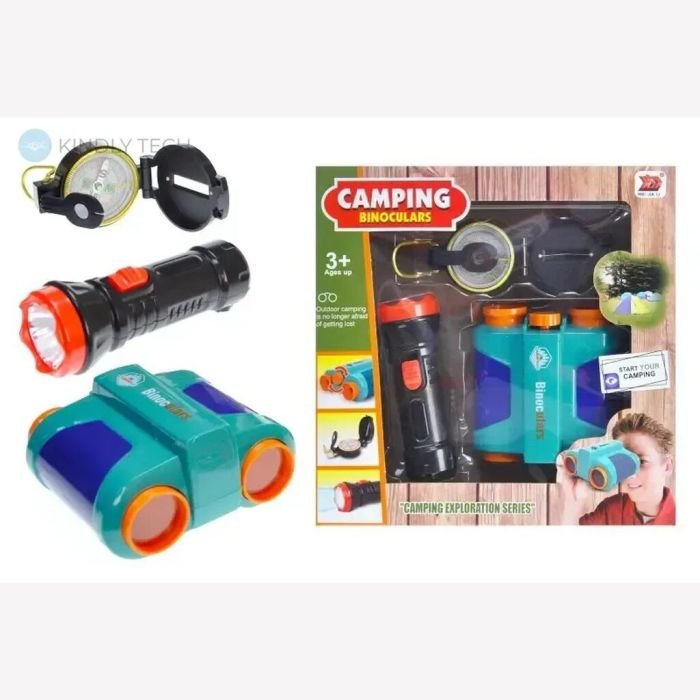 Kids Explorer Camping Set Binoculars with Flashlight and Compass